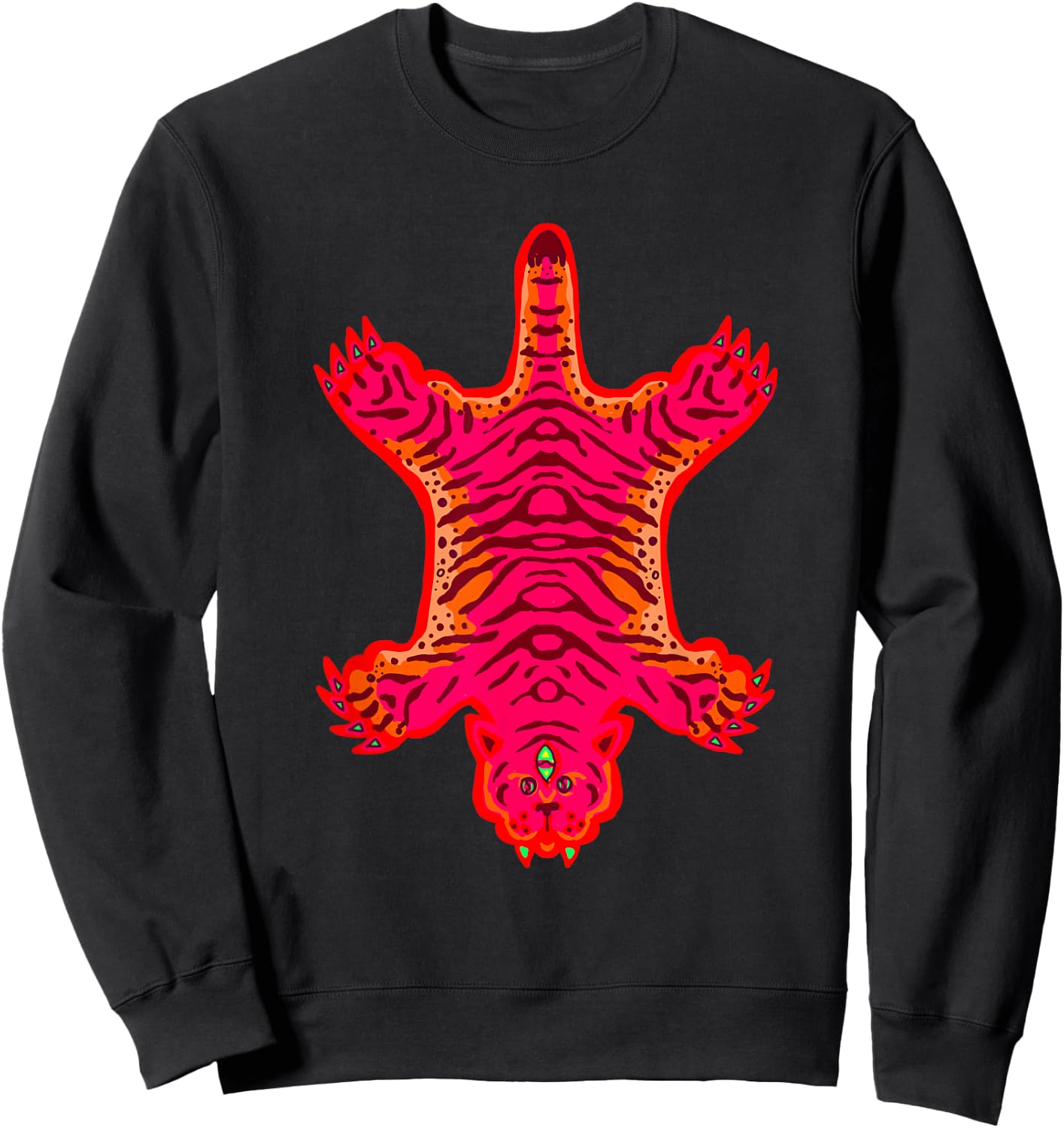 Colorful Mystical Tiger Rug Illustration Sweatshirt - Sweatshirt | Black