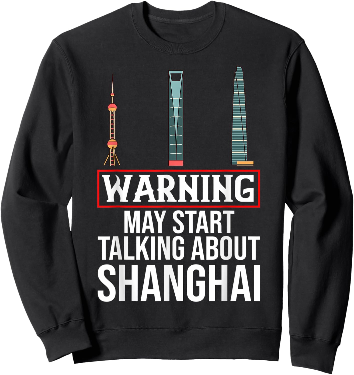 Shanghai China City Skyline Map Sweatshirt - Sweatshirt | Black
