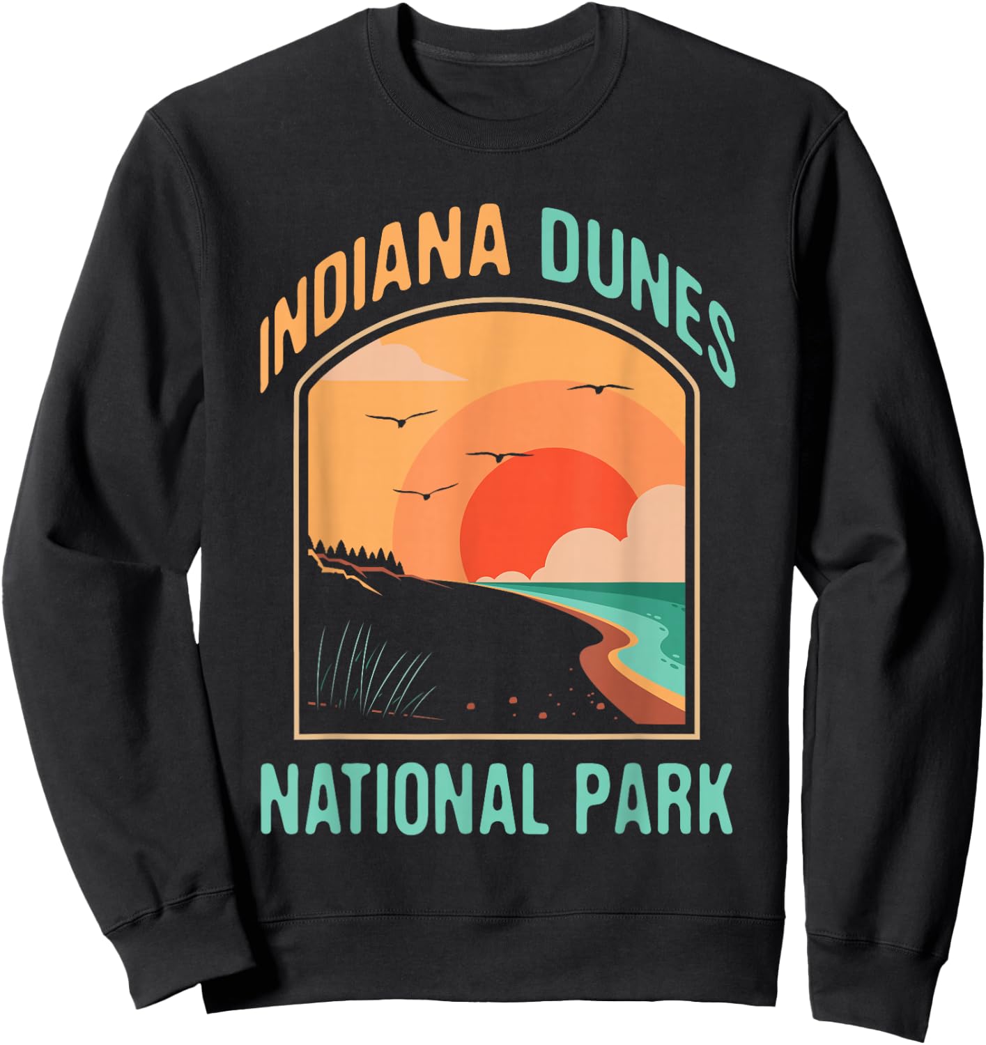 Indiana Dunes Souvenirs&Gifts Indiana Dunes National Park US Gift - Black, -Adults, Short Sleeve, , Small Sweatshirt - Sweatshirt | Black