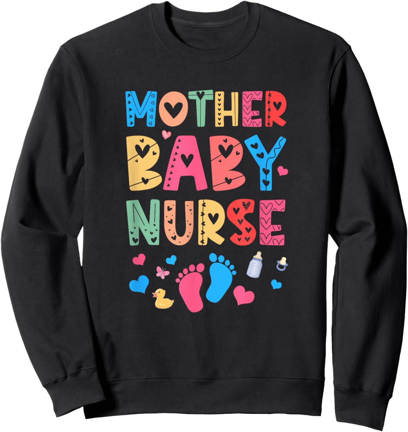 Vintage Groovy Mother Baby Nurse Women Nurse Week Sweatshirt - Sweatshirt | Black