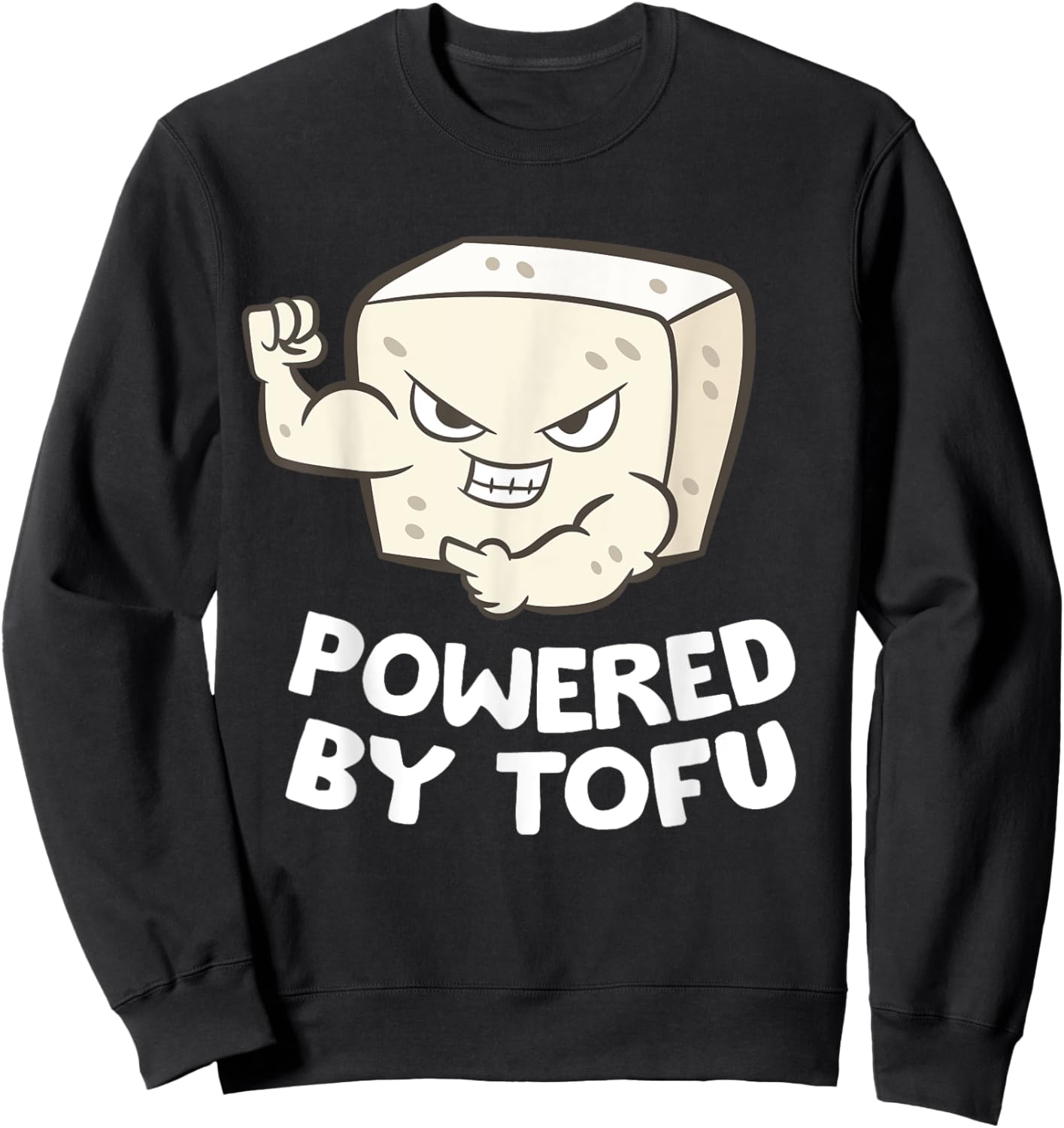 Funny Tofu Gifts For Tofu Lovers Powered By Tofu Sweatshirt - Sweatshirt | Black