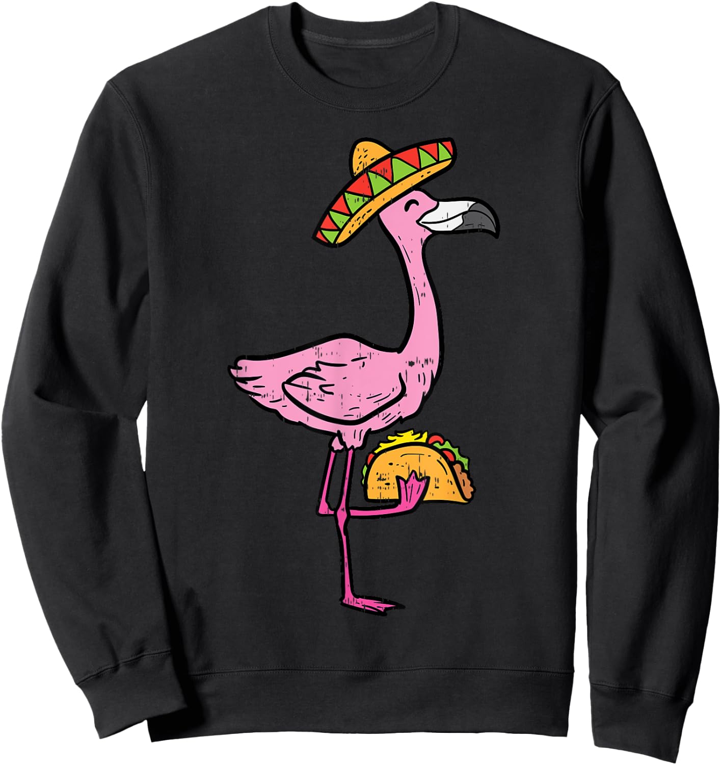 Mexican Flamingo Tacos Cute Cinco De Mayo Fiesta Animal Sweatshirt - Sweatshirt | Black