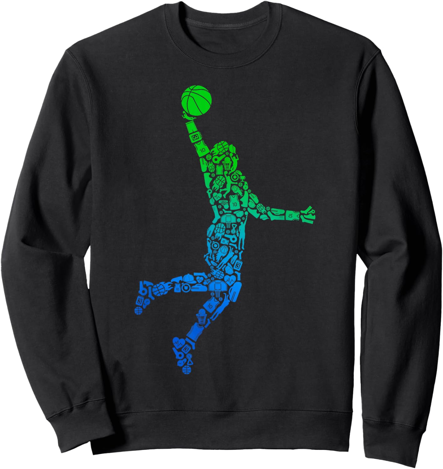 Basketball Player Dunking Symbols Boys Kids Men Basketball Sweatshirt - Sweatshirt | Black