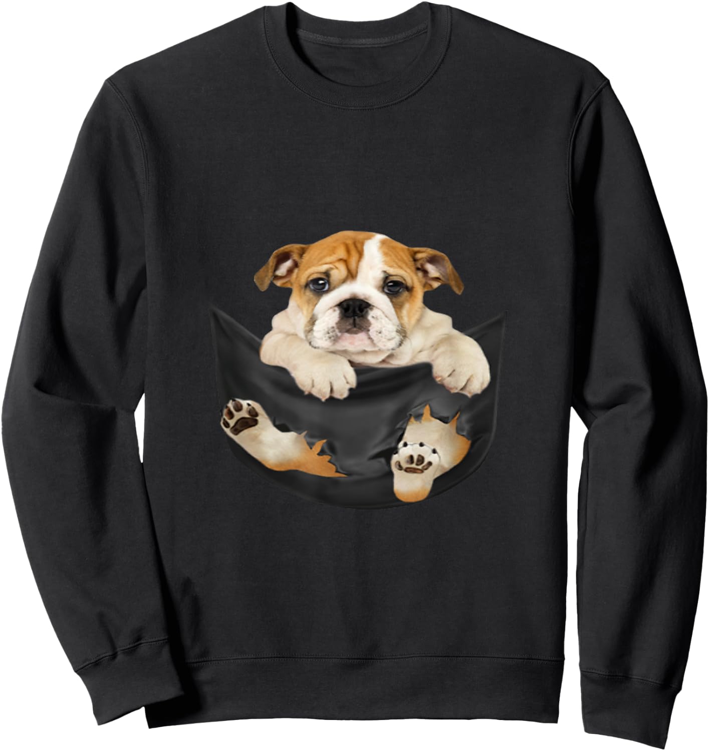 Dog Lovers Gifts Bulldog In Pocket Funny Dog Face Sweatshirt - Sweatshirt | Black