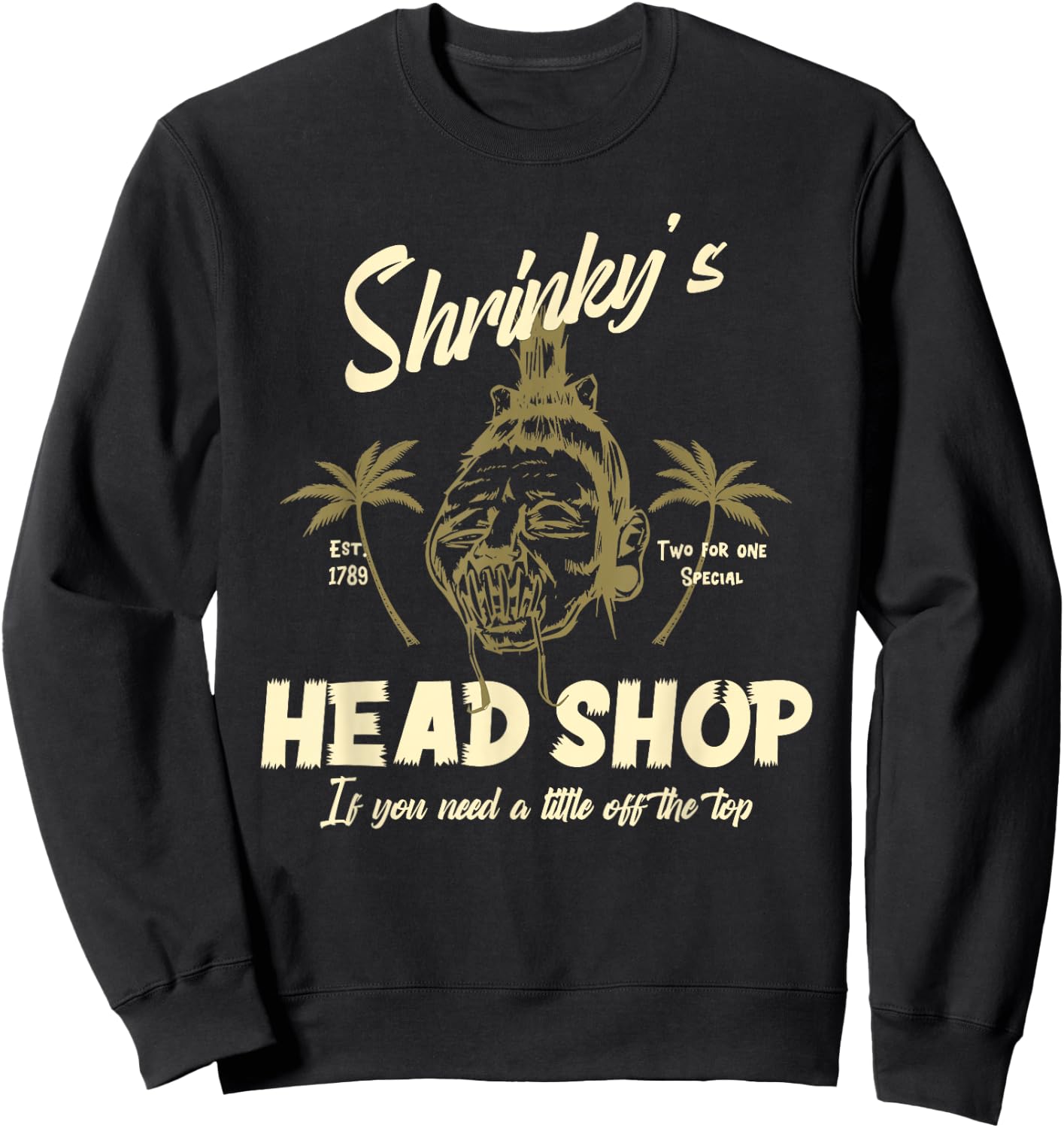 Psychobilly Shrunken Head Horror Sweatshirt - Sweatshirt | Black