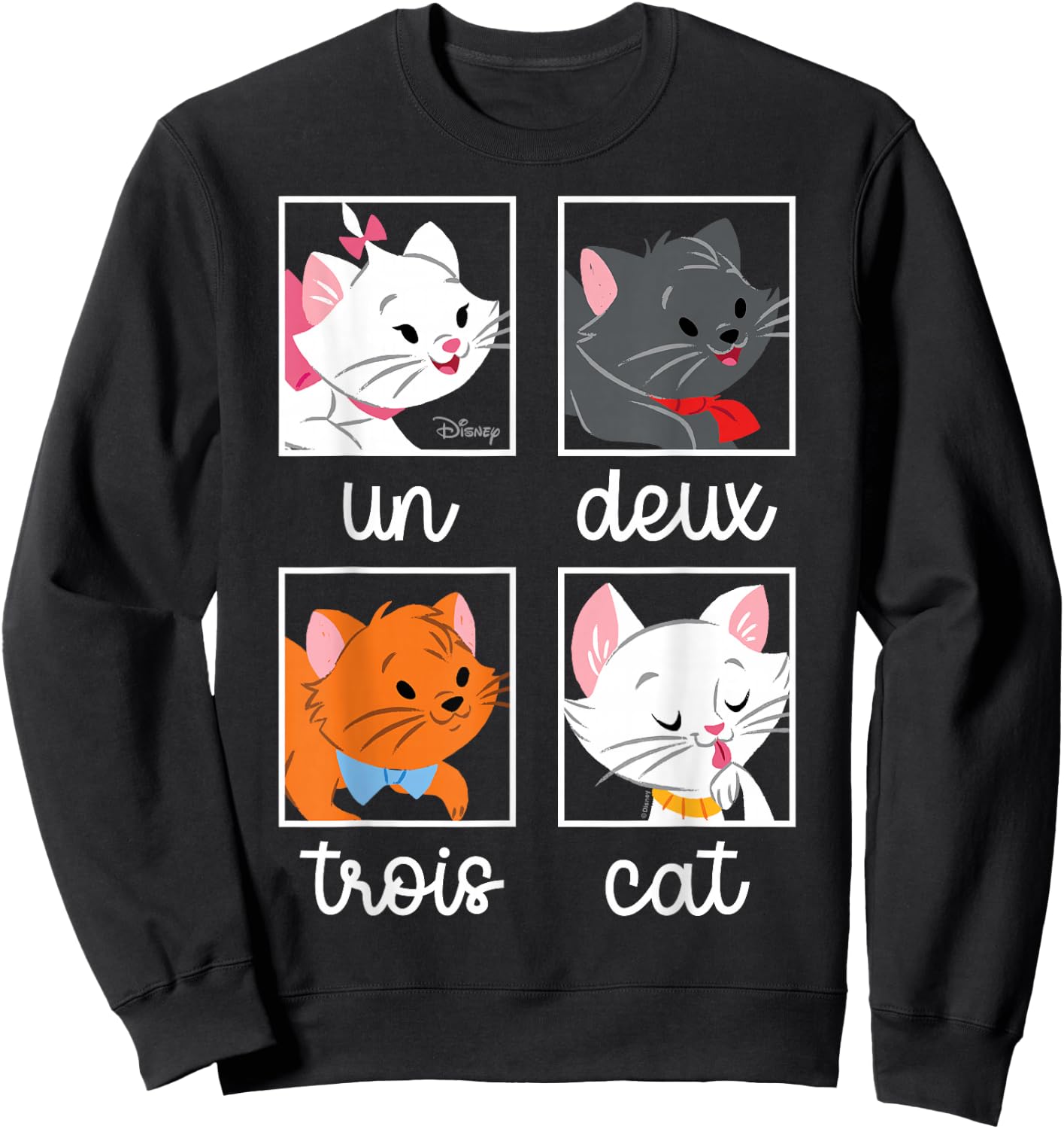 The Aristocats - Un Deux Trois Cat Character Squares Sweatshirt - Sweatshirt | Black