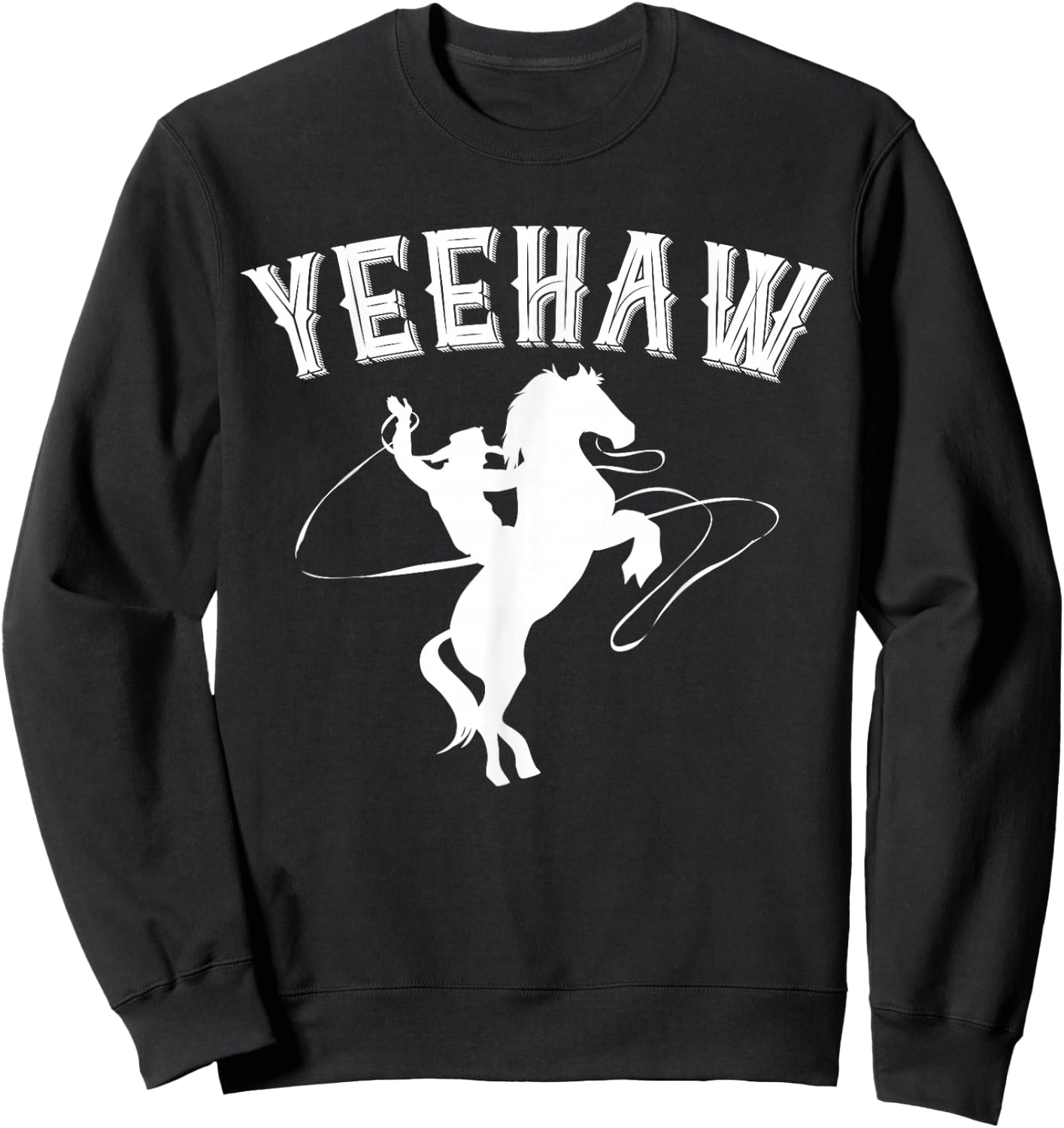 Yeehaw Bull Riding Western Rodeo Gift Cowboy Sweatshirt - Sweatshirt | Black