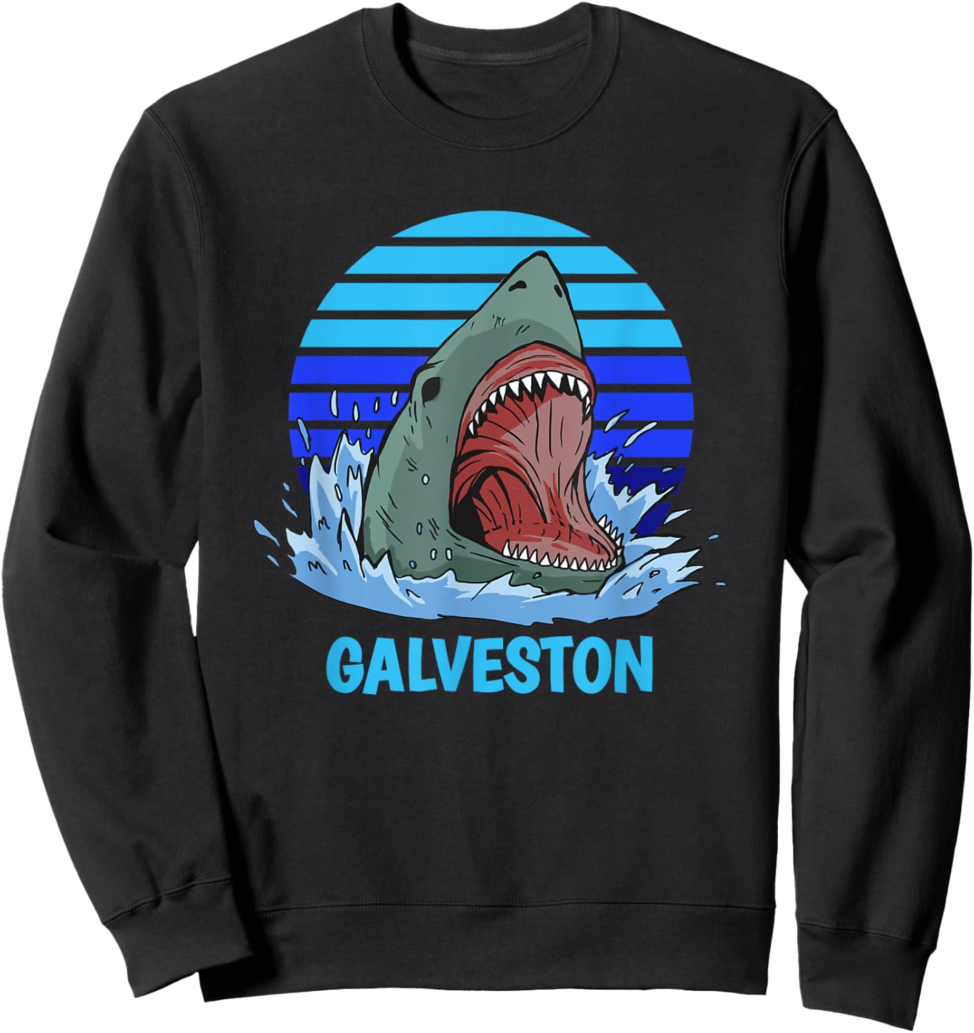 Galveston Vacation Shark Theme Sweatshirt - Sweatshirt | Black