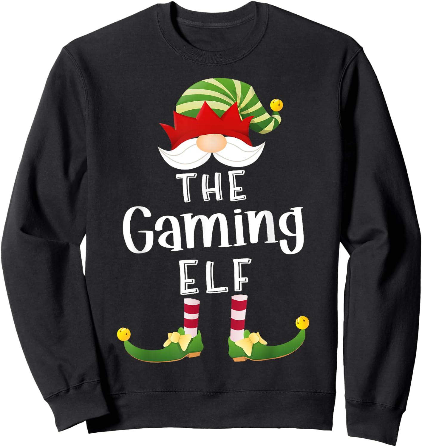 Gaming Elf Group Christmas Funny Pajama Party Sweatshirt - Sweatshirt | Black