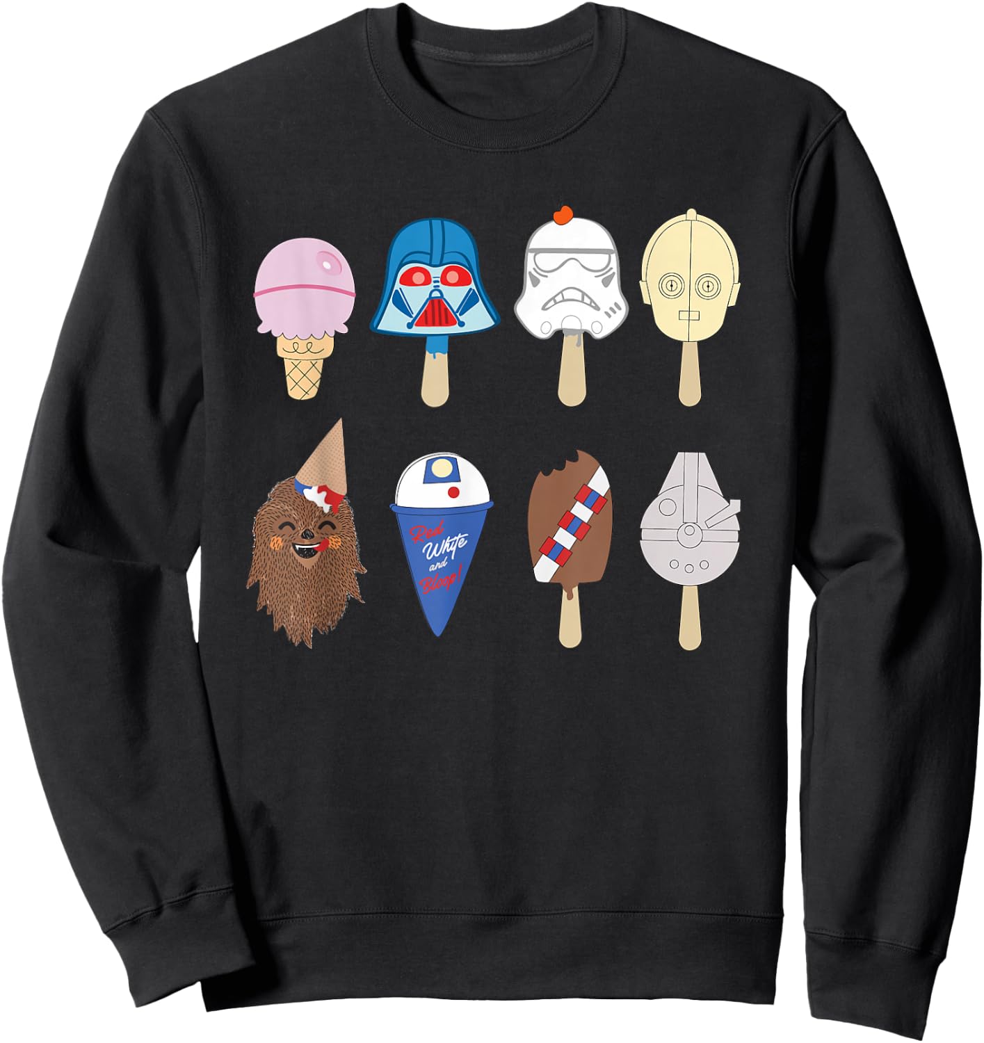 Star Wars Characters as Nostalgic Ice Cream Sweatshirt - Sweatshirt | Black