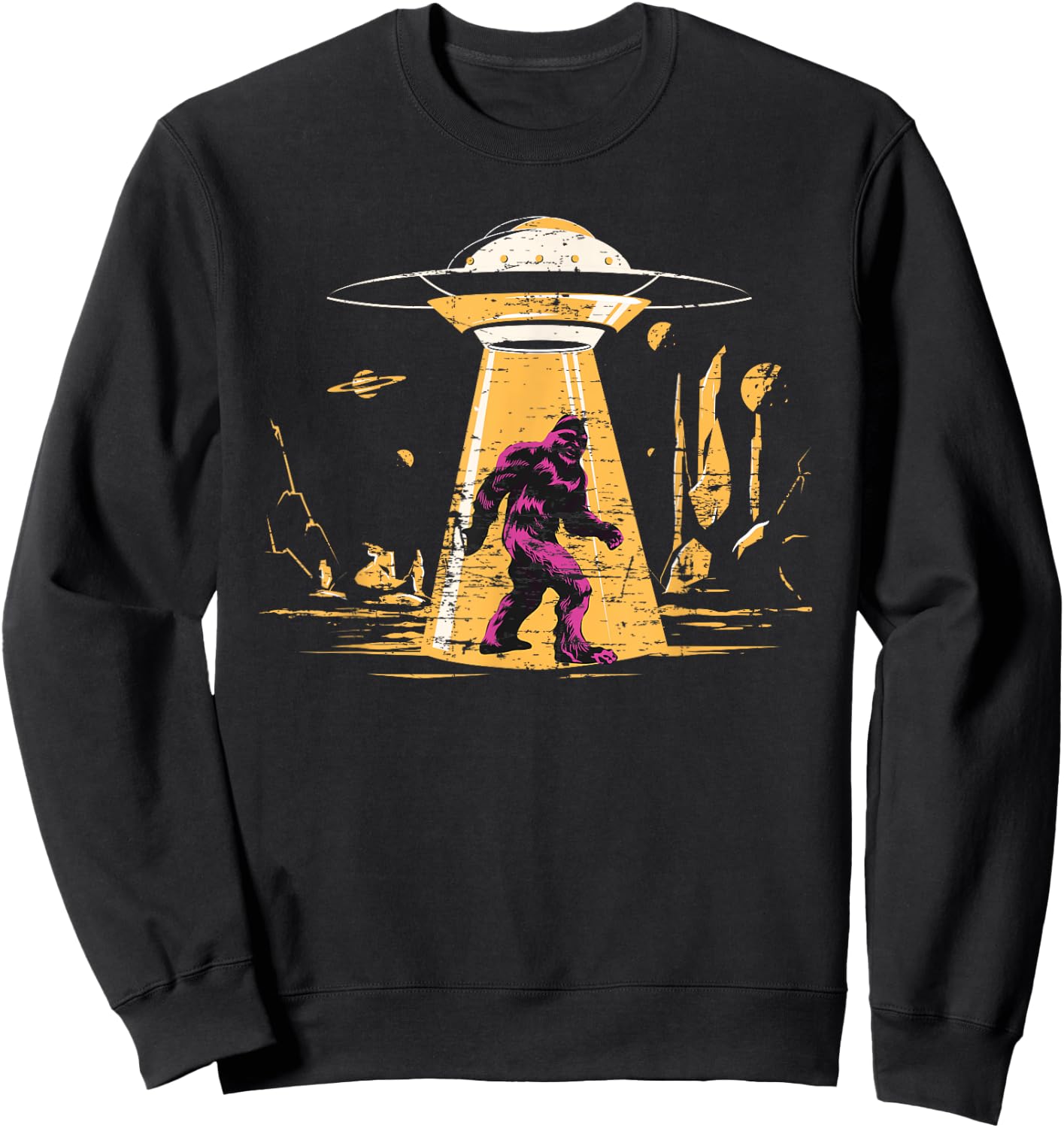 Alien Bigfoot UFO Abduction Sasquatch Yeti Cryptid Bigfoot Sweatshirt - Sweatshirt | Black
