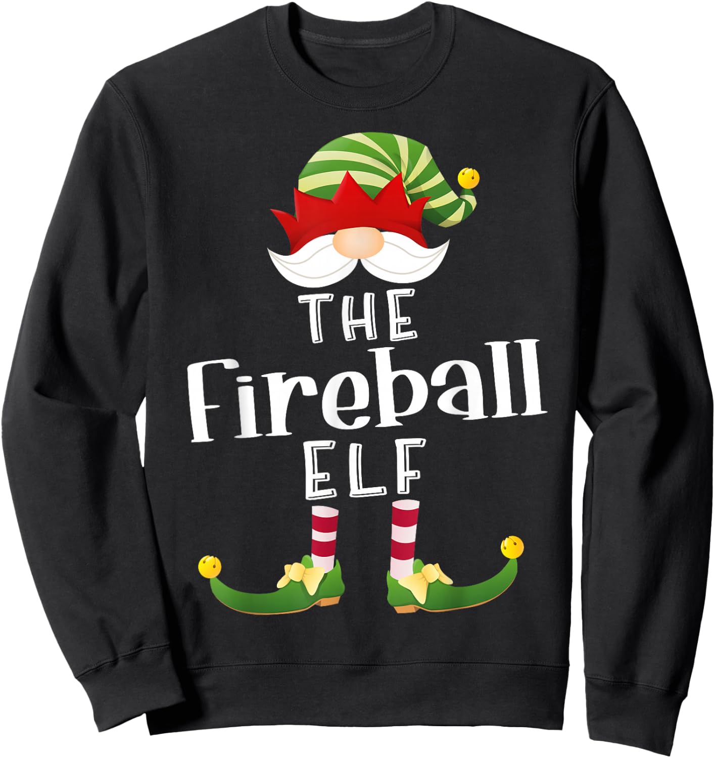 Fireball Elf Group Christmas Funny Pajama Party Sweatshirt - Sweatshirt | Black