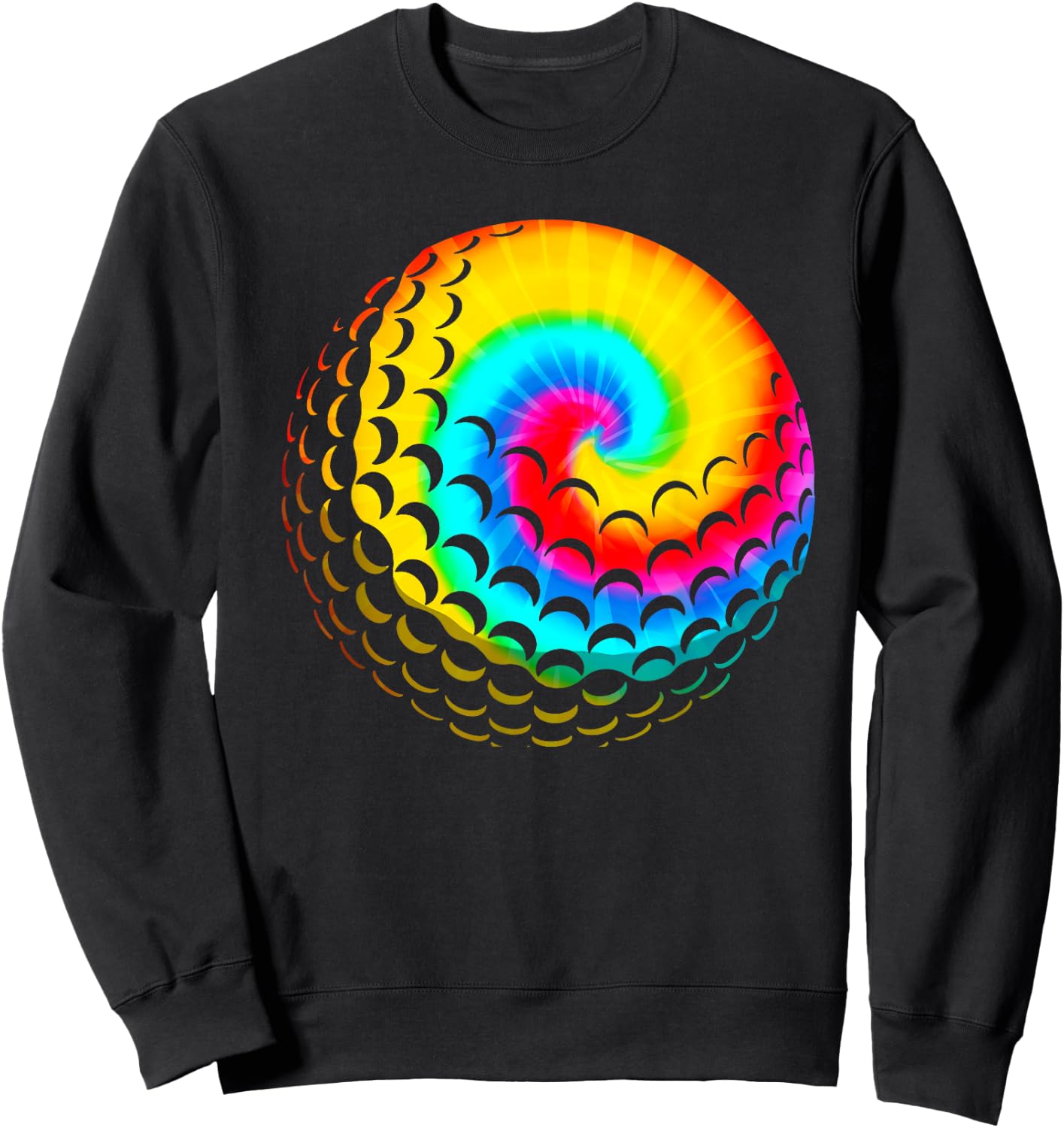 Cute Tie Dye Golf Gift Men Women Funny Rainbow Colored Ball Sweatshirt - Sweatshirt | Black