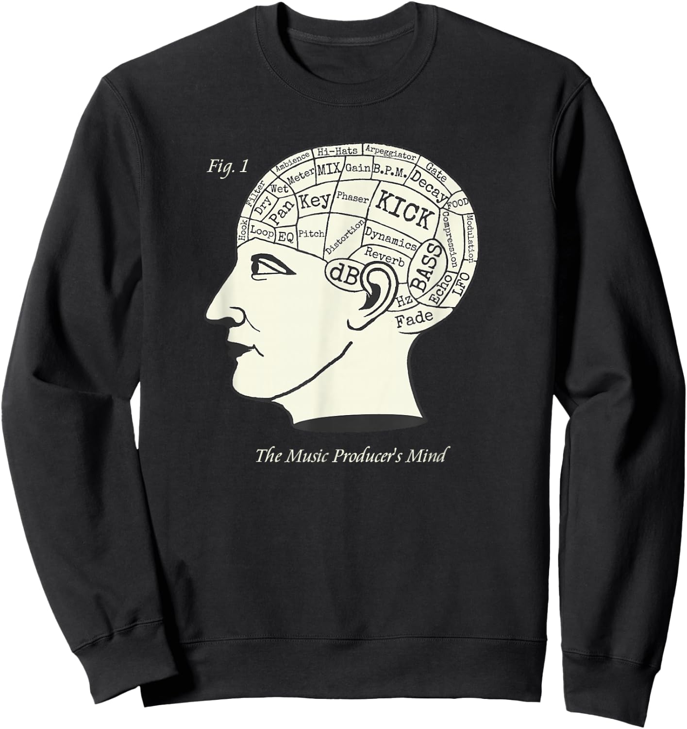The Music Producer's Mind Phrenology Techno Sweatshirt - Sweatshirt | Black