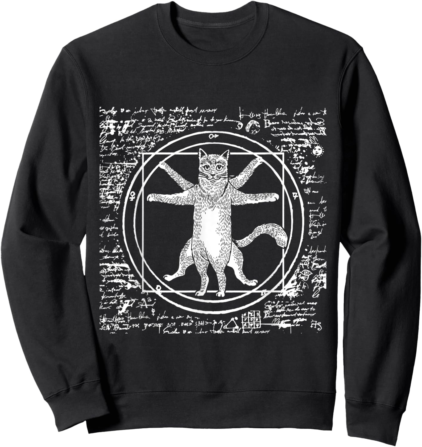 Leonardo Da Vinci Vitruvian cat lover Sweatshirt - Sweatshirt | Black