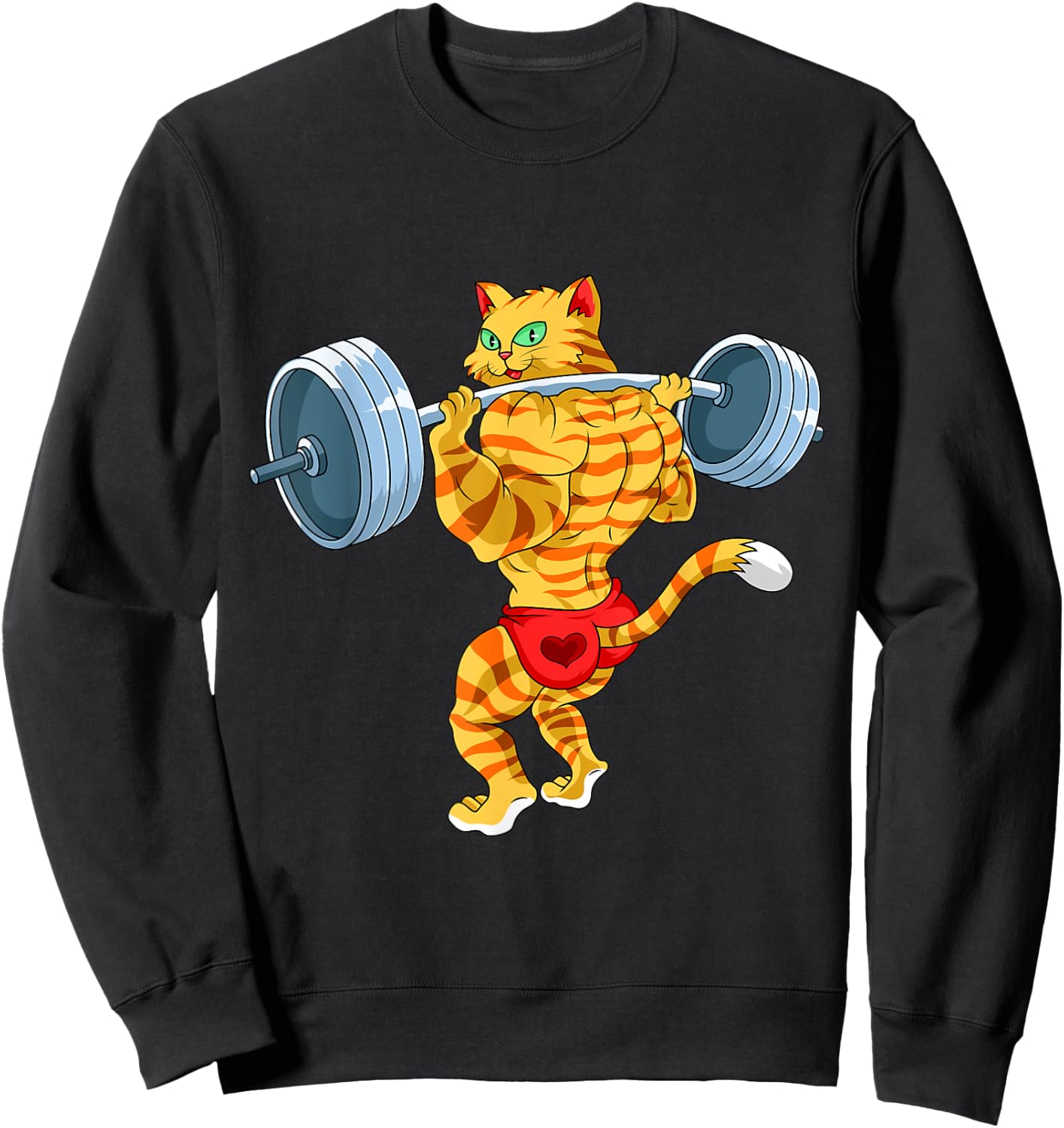 Weightlifing Barbell - Funny Workout Gym Weightlifting Cat Women Sweatshirt - Sweatshirt | Black