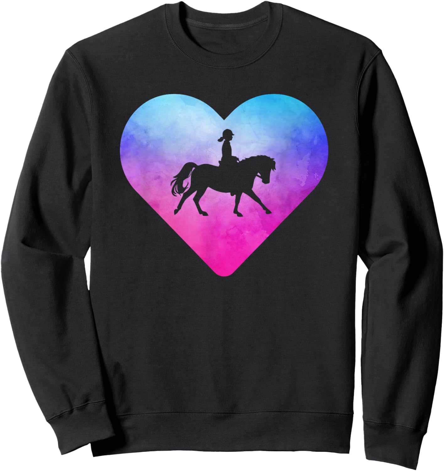Women or Girls Horseback Riding Horse Sweatshirt - Sweatshirt | Black