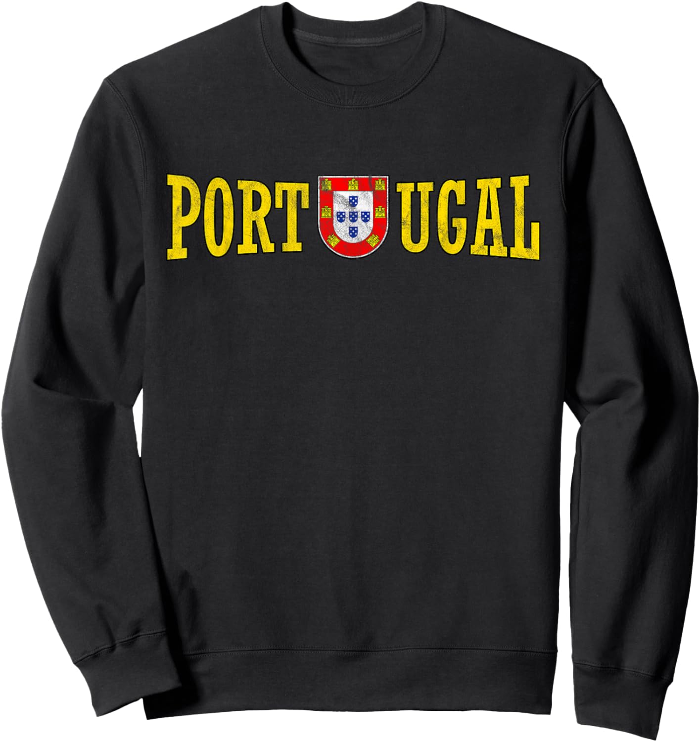 Portugal Quinas - Portuguese Retro Distressed Sweatshirt - Sweatshirt | Black