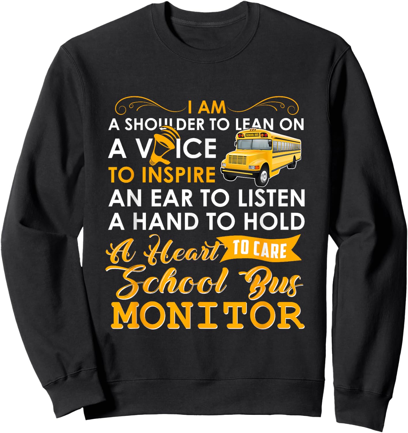 A Heart To Care School Bus Monitor Driver Speed Students Top Sweatshirt - Sweatshirt | Black