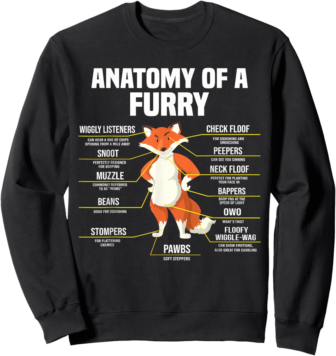 Anatomy Of A Furry Fandom Furries Cute Sweet Funny Sweatshirt - Sweatshirt | Black