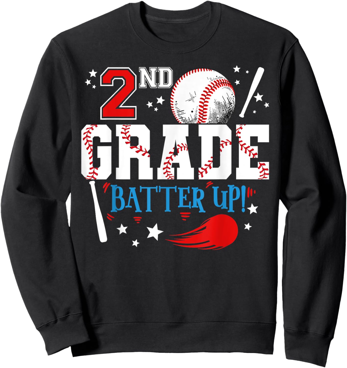 2nd Grade Batter Up Back To School Baseball Player Boys Sweatshirt - Sweatshirt | Black