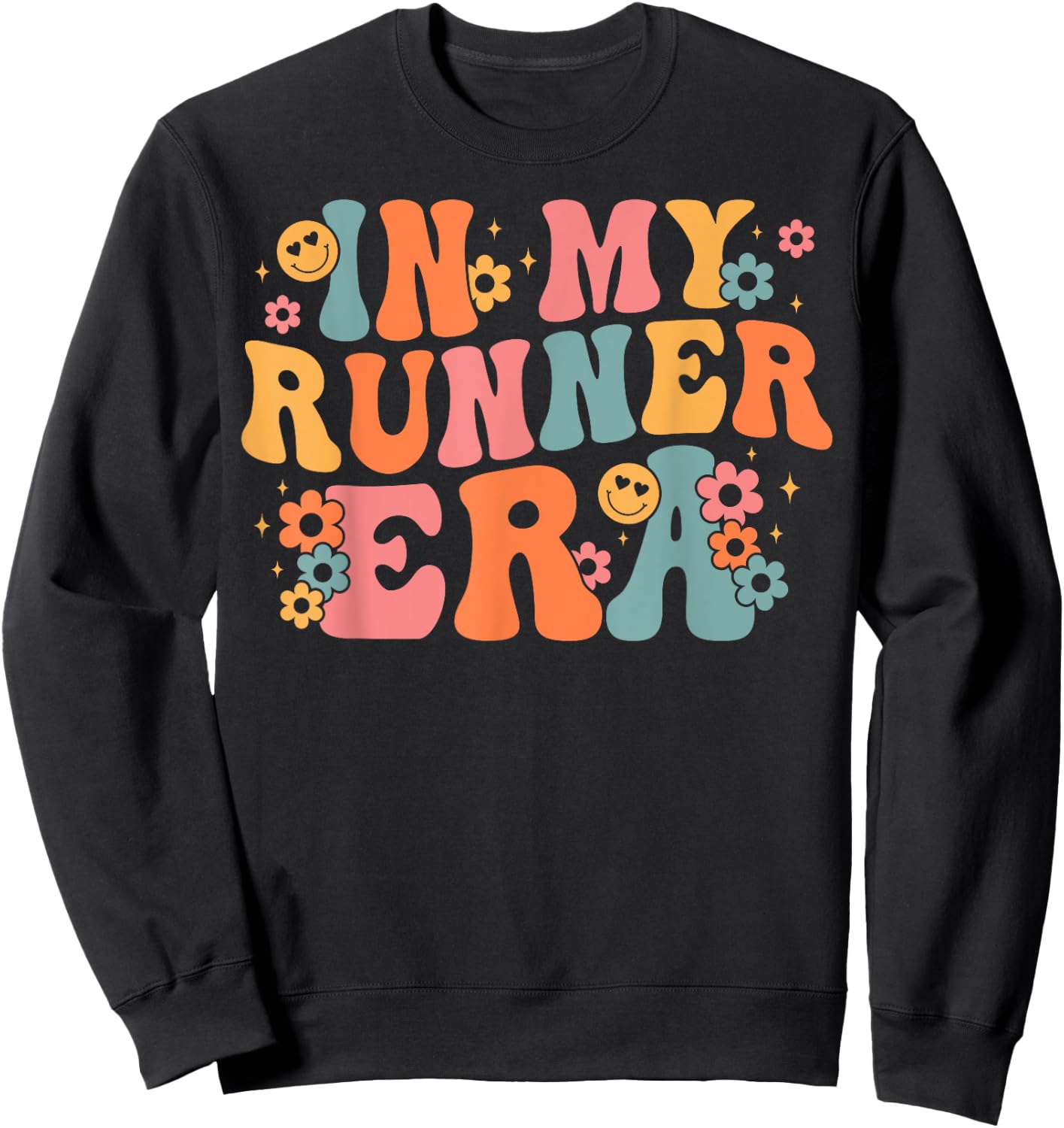 In My Runner Era Marathon Running Women Groovy Sweatshirt - Sweatshirt | Black