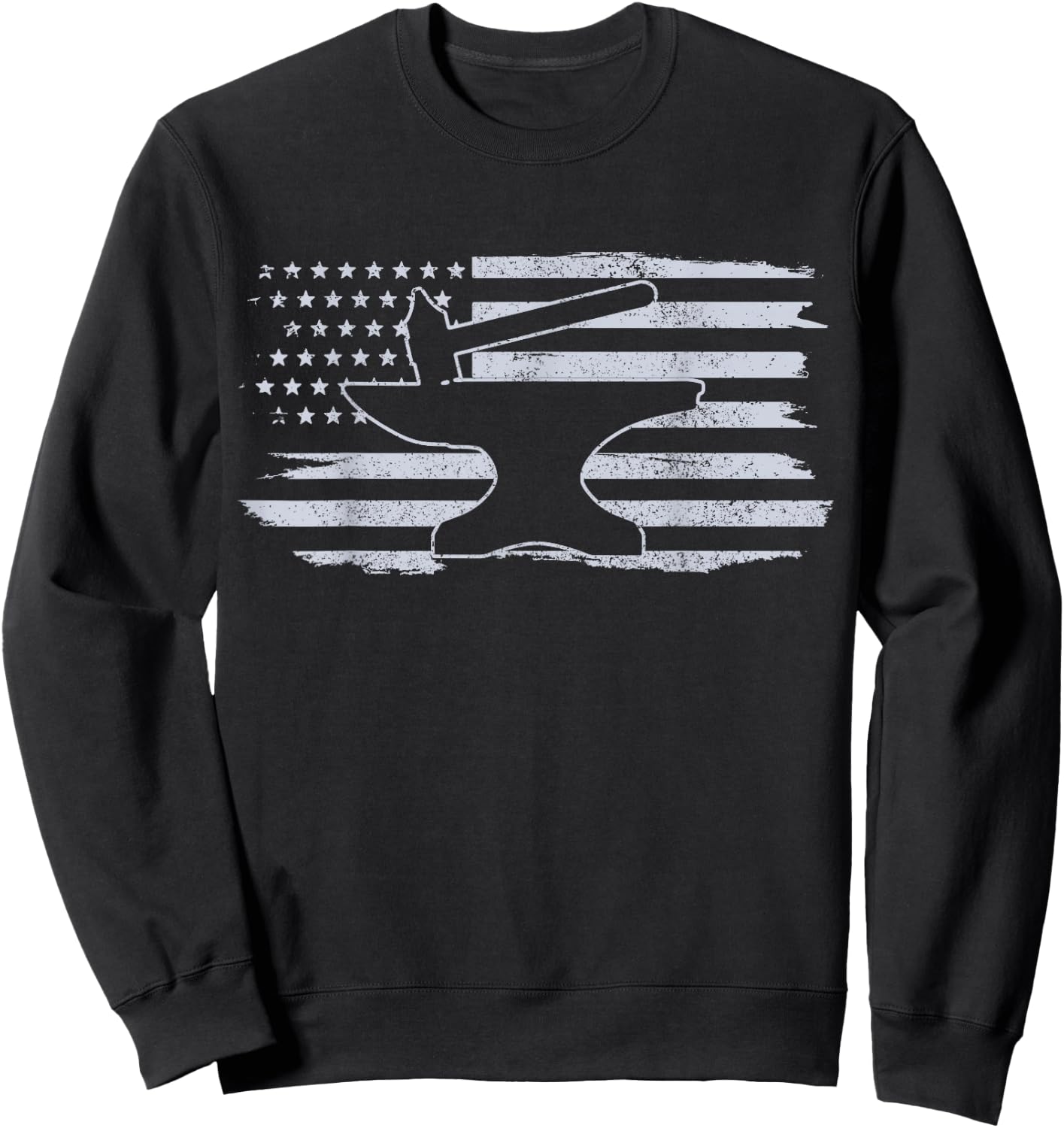 Blacksmith - Hammer Anvil USA Flag Knife Maker Steel Gift Sweatshirt - Sweatshirt | Black