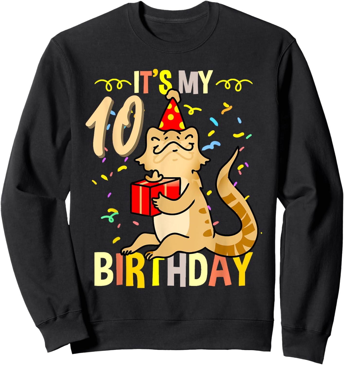 Its My 10th Birthday Bearded Dragon Lizard Lover Sweatshirt - Sweatshirt | Black