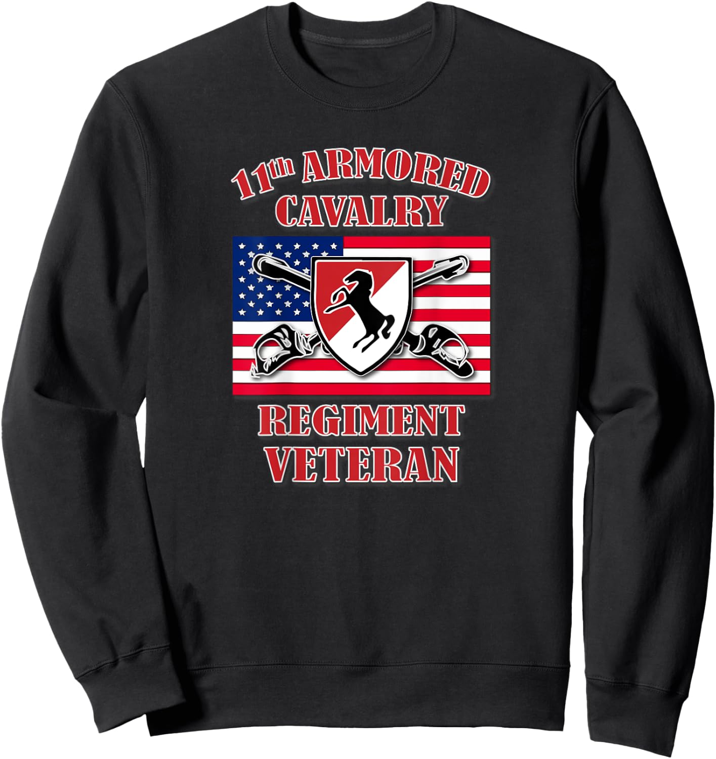 11th Armored Cavalry Regiment Veteran (Back Design) Sweatshirt - Sweatshirt | Black