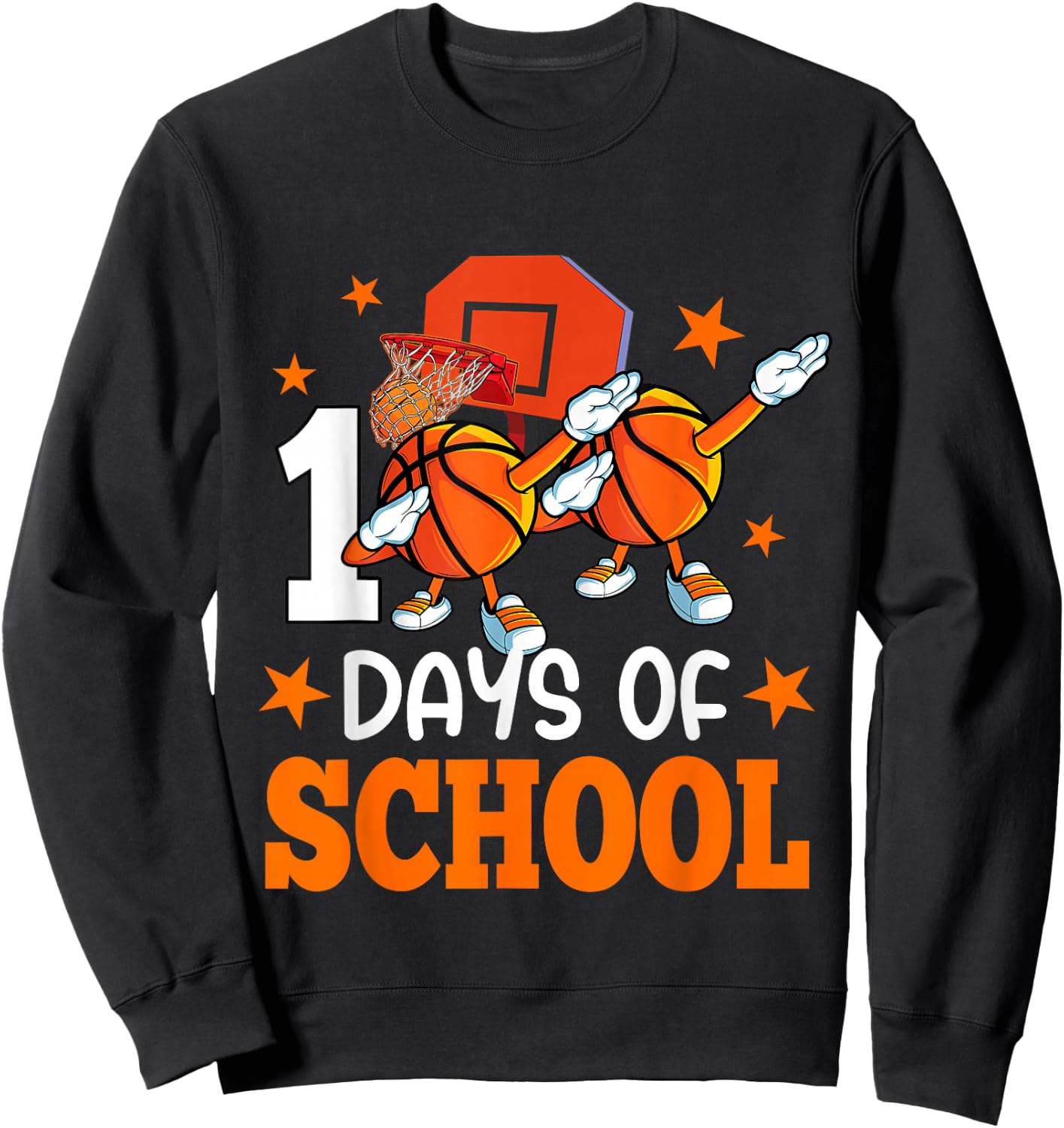 Boys Happy 100 Days Of School Basketball Teacher Students Sweatshirt - Sweatshirt | Black