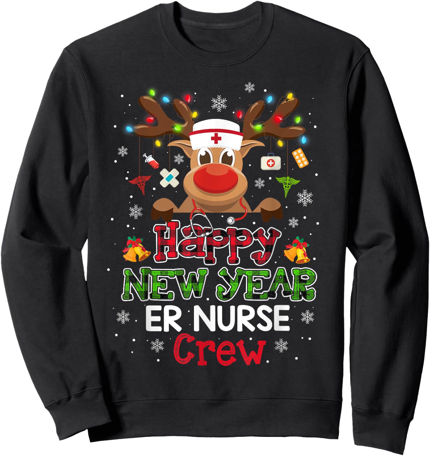 Happy New Year ER Nurse Crew Christmas Lovely Gifts Sweatshirt - Sweatshirt | Black