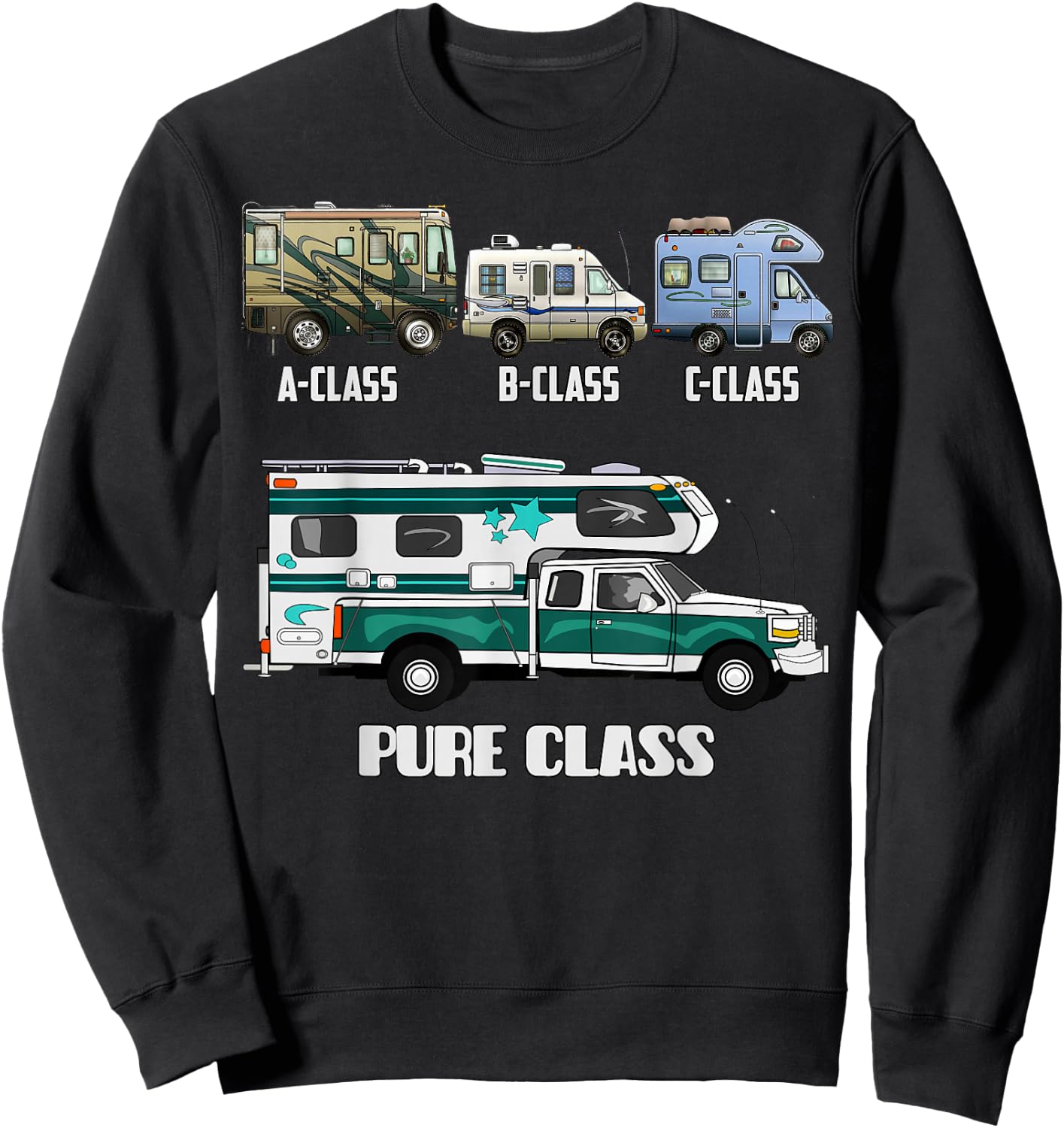 Pure Class RV Type Cabover Slide-In Pickup Truck Camper Sweatshirt - Sweatshirt | Black
