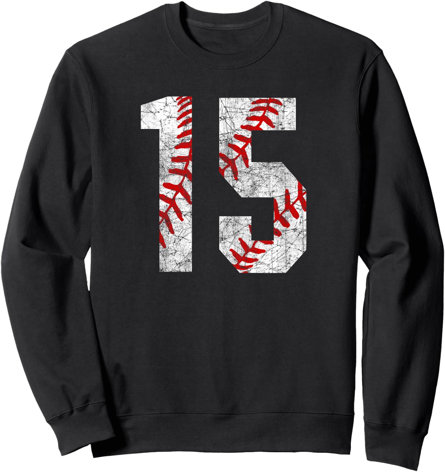 Vintage Baseball Mom #15 Jersey Baseball Favorite Player Sweatshirt - Sweatshirt | Black