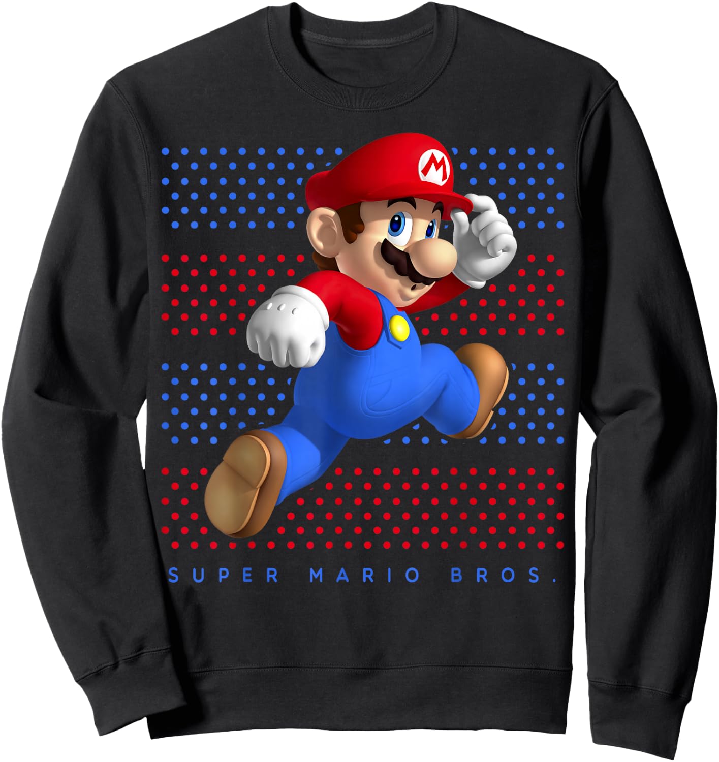 Super Mario Running Polka Dots Sweatshirt - Sweatshirt | Black
