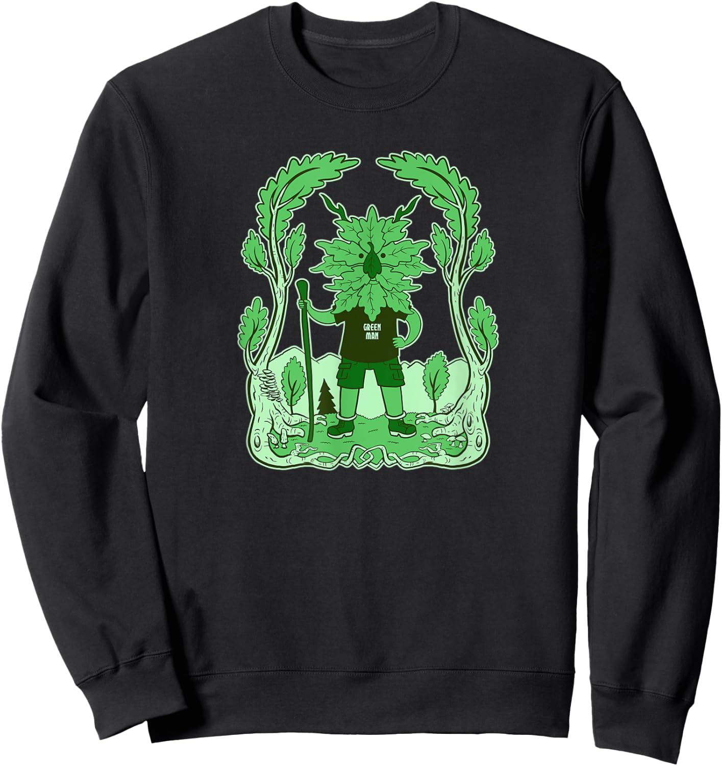 Mystic Green Man Nature Pagan Outdoors Forest Wilderness Sweatshirt - Sweatshirt | Black