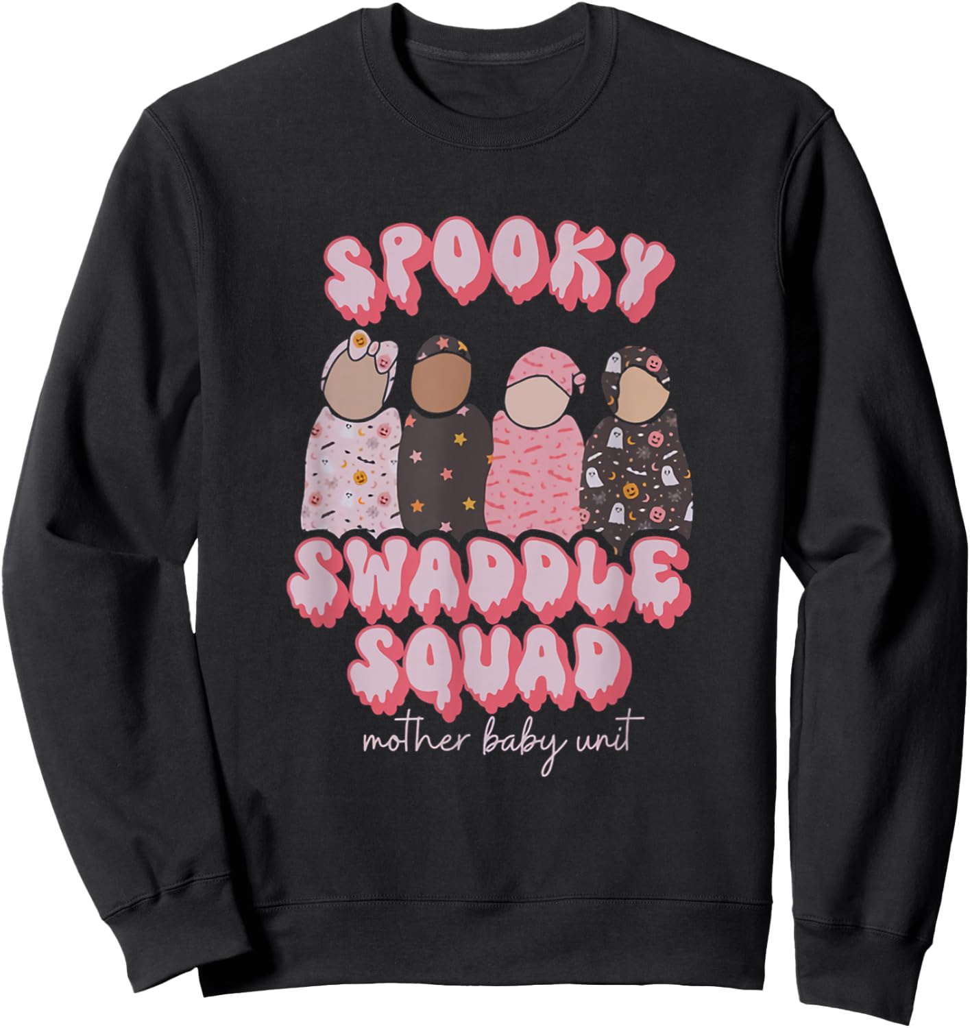 Spooky Swaddle Squad Halloween Nurse Mother Baby Unit Sweatshirt - Sweatshirt | Black