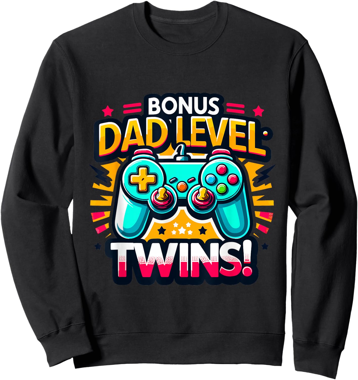Dad Level: Twins! - Funny and Playful Typography Twin Dad Sweatshirt - Sweatshirt | Black
