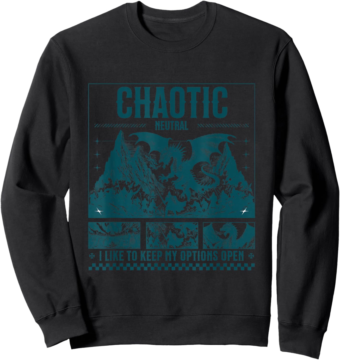 Chaotic Neutral Alignment Funny Roleplaying Character Sweatshirt - Sweatshirt | Black