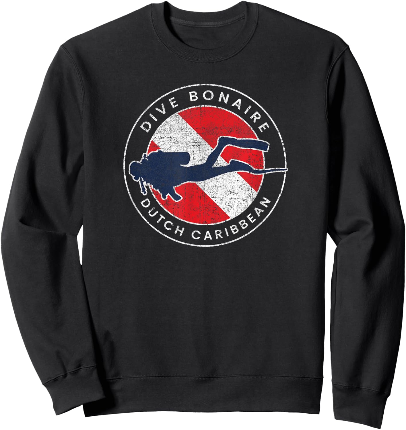 Retro Dive Bonaire Scuba Diver Vintage Dive Flag Sweatshirt - Sweatshirt | Black