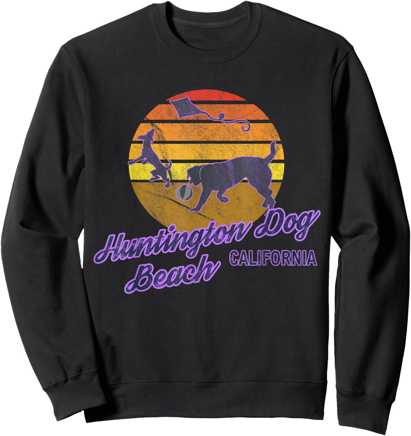 Huntington Dog Beach California USA Dog Walkers Men Women Sweatshirt - Sweatshirt | Black