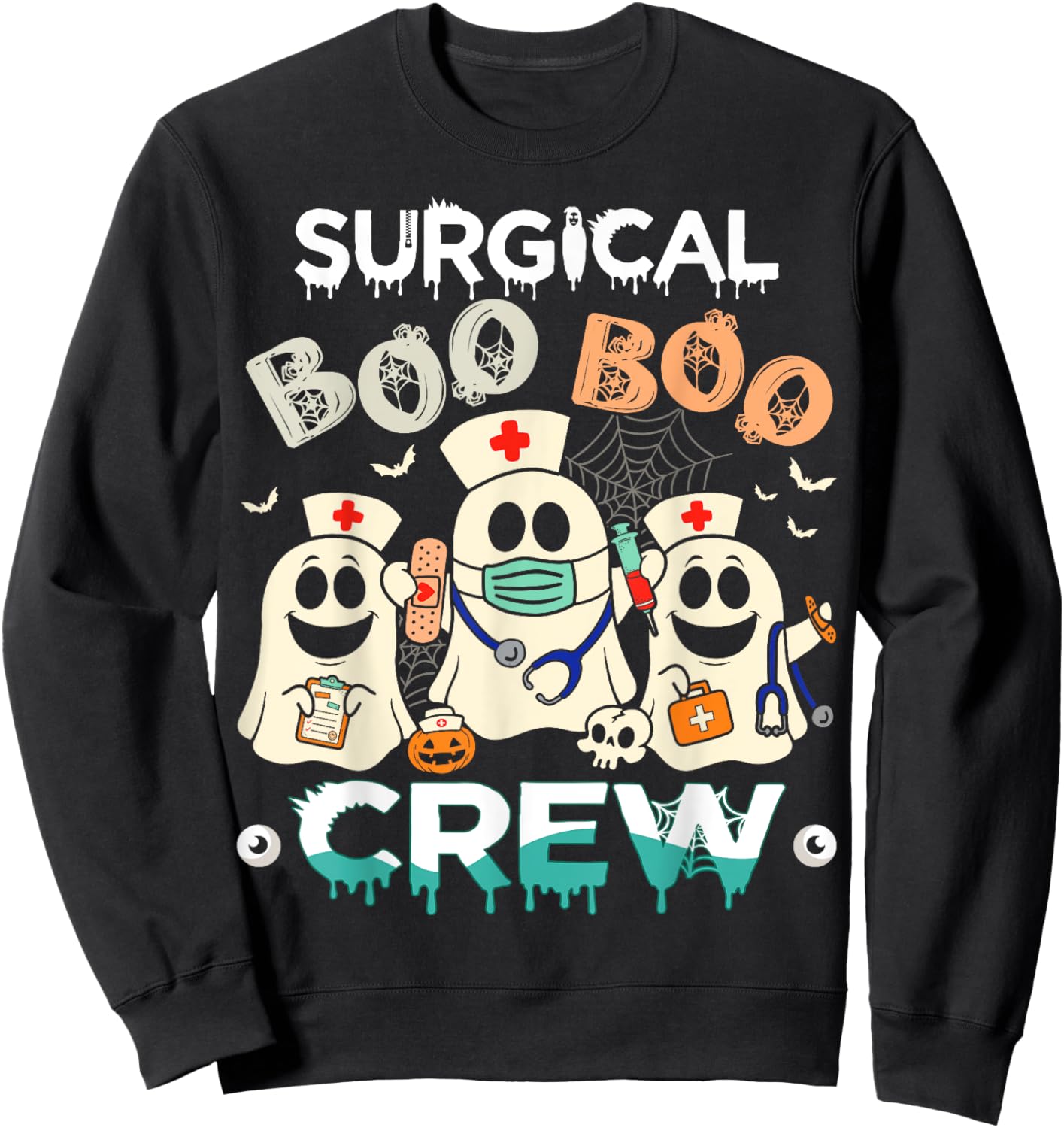 Surgical Boo Crew Ghost Surgery Nurse Halloween Women Sweatshirt - Sweatshirt | Black