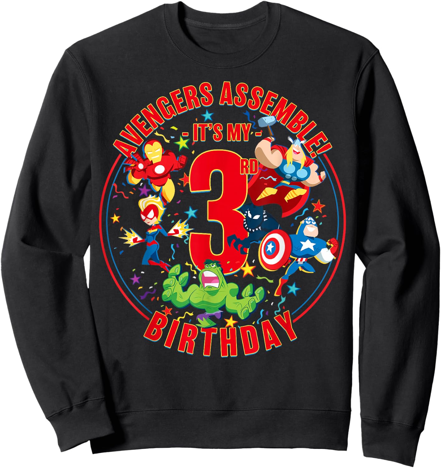 Marvel Avengers Assemble It's My 3rd Birthday Small Sweatshirt - Sweatshirt | Black
