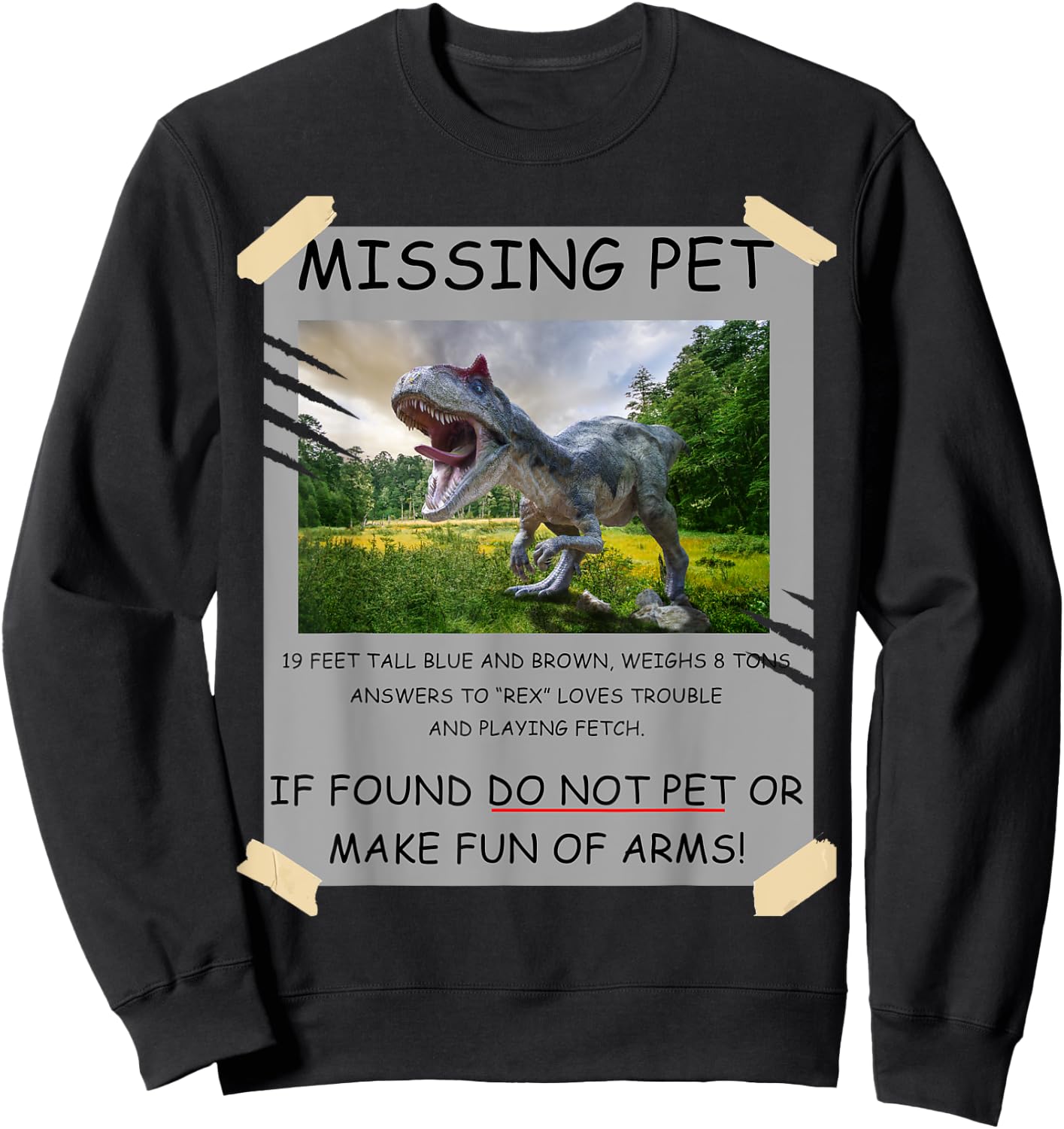 Funny Missing Pet T-Rex Dinosaur Lover Gift Sweatshirt - Sweatshirt | Black