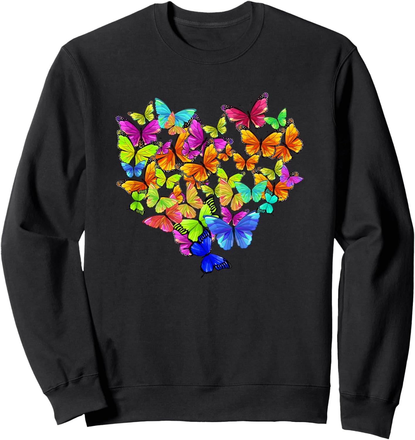 Colorful Cute Butterfly Heart - Rainbow Butterflies Sweatshirt - Sweatshirt | Black