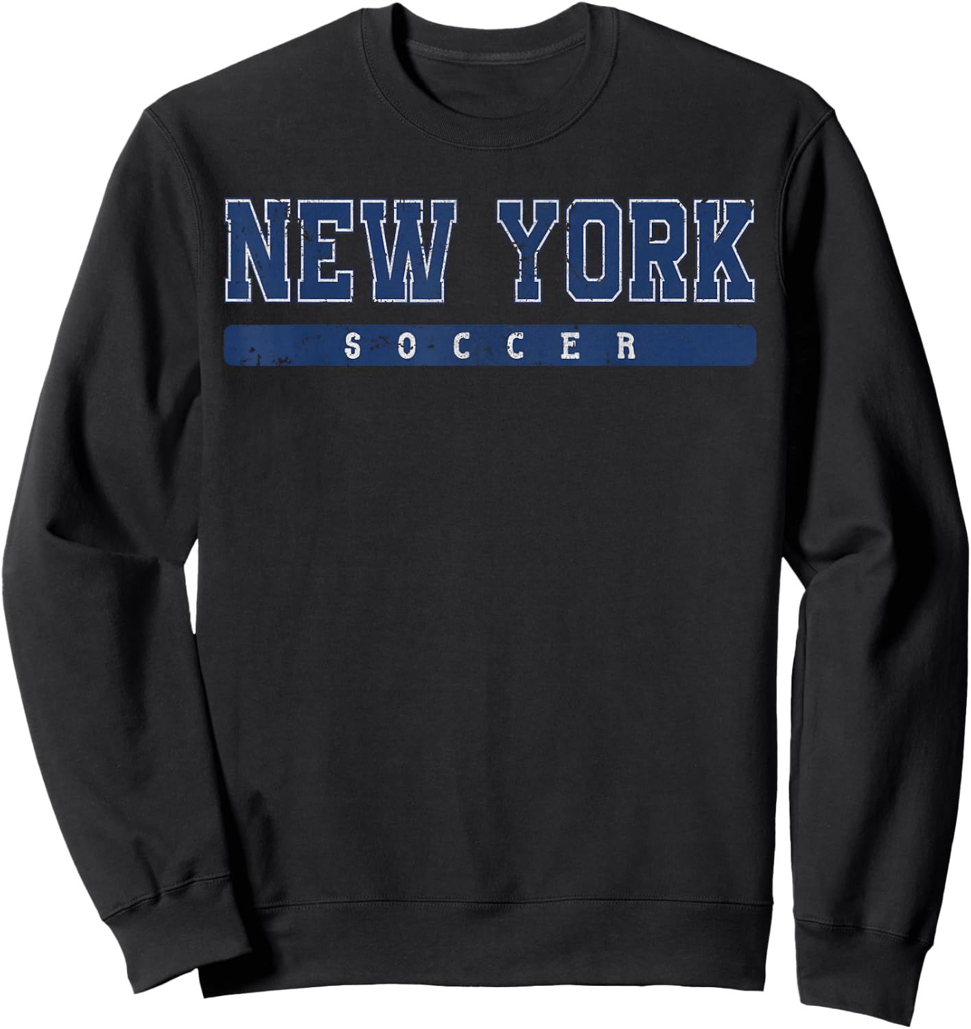 New York Soccer Blue Vintage Text Sweatshirt - Sweatshirt | Black