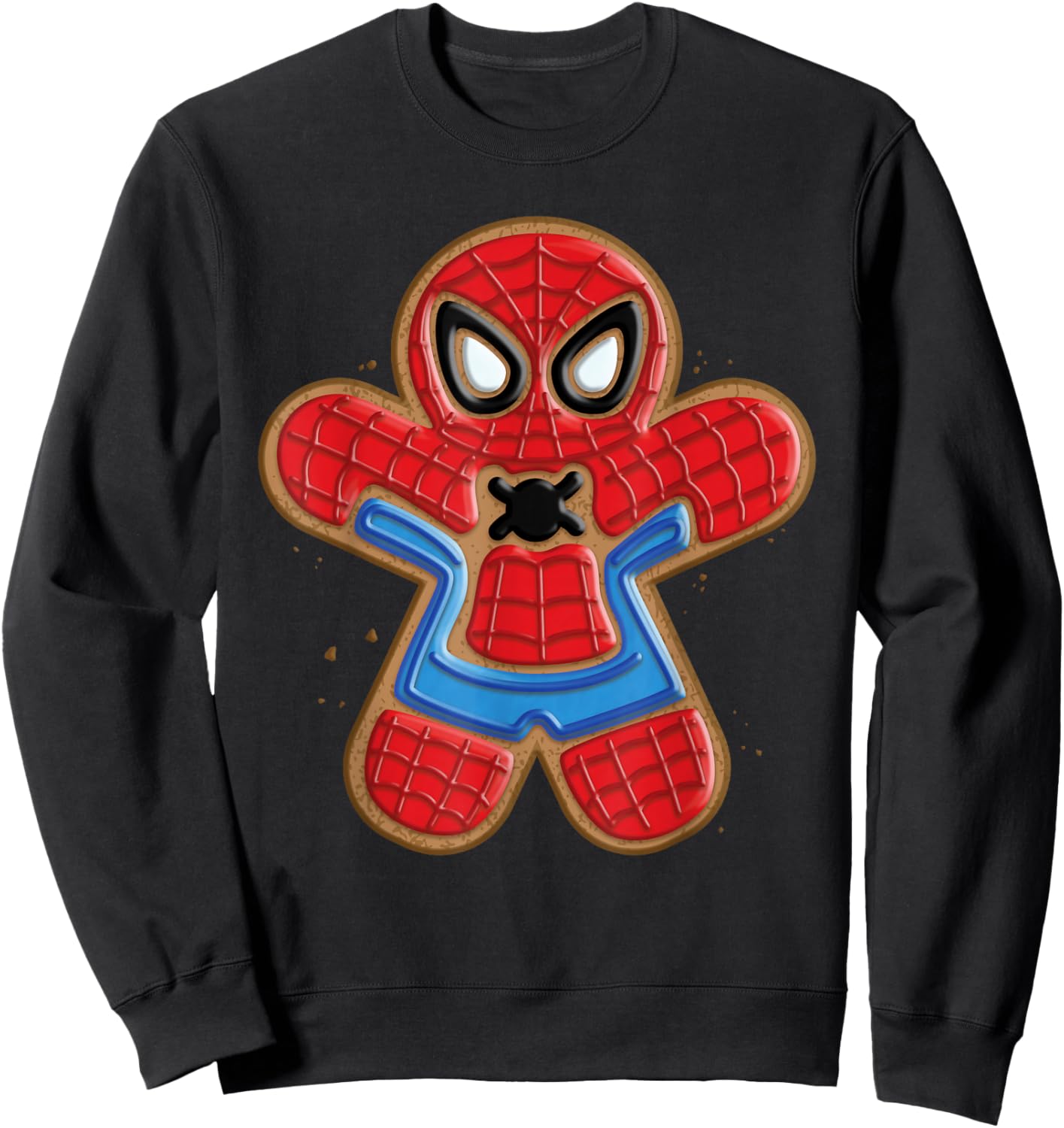 Marvel Spider-Man Holiday Christmas Gingerbread Man Cookie Sweatshirt - Sweatshirt | Black