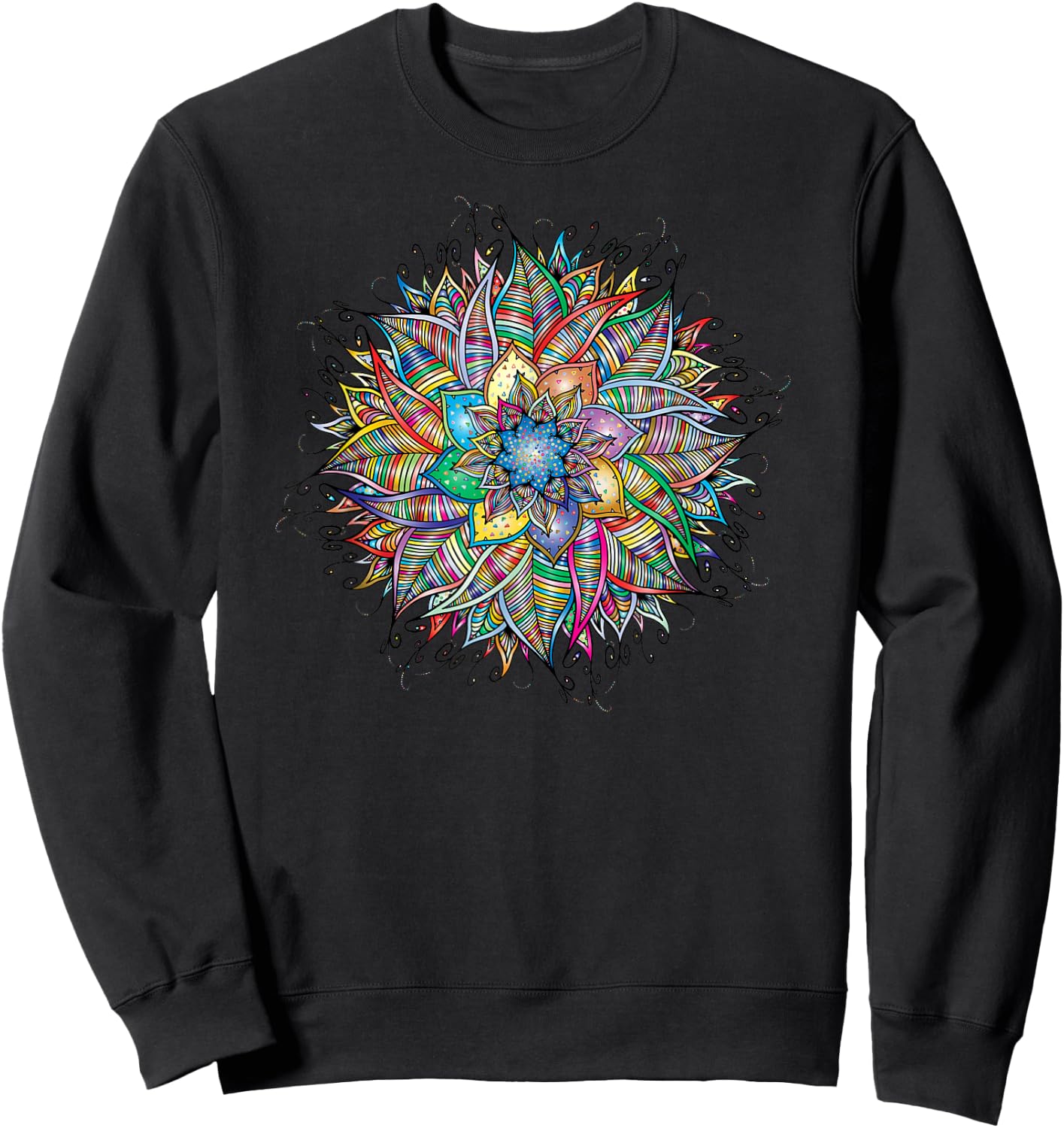 Nirvana Mandala Geometry Sacred Fractal Art Yoga Mantra Sweatshirt - Sweatshirt | Black