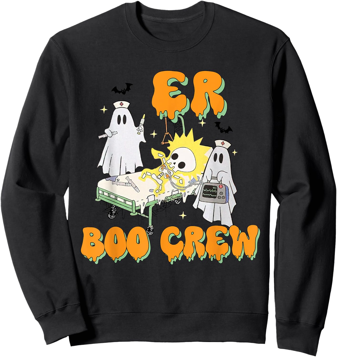 Retro ER Boo Crew Emergency Room Halloween ER Nurse Costume Sweatshirt - Sweatshirt | Black