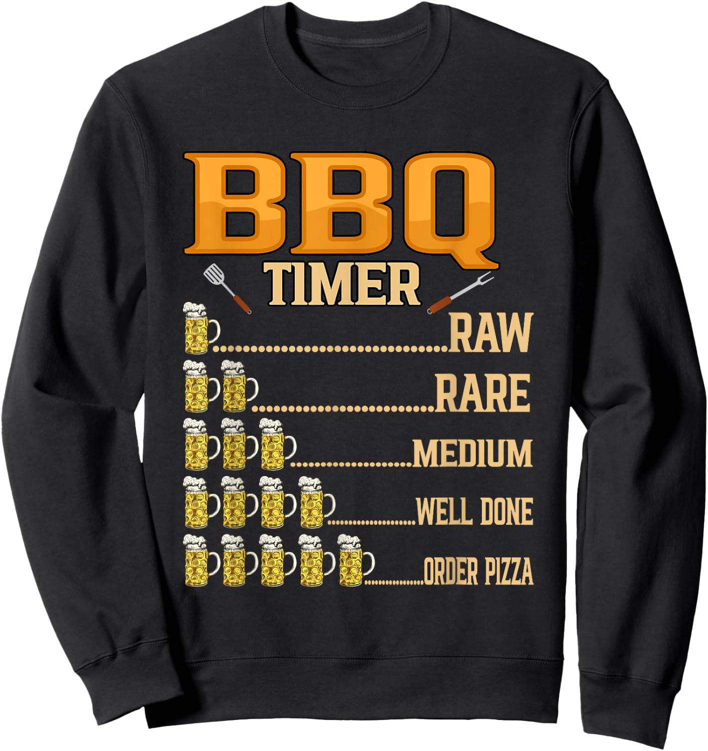 BBQ Timer Raw Rare Medium Well Done Grill Lovers Sweatshirt - Sweatshirt | Black