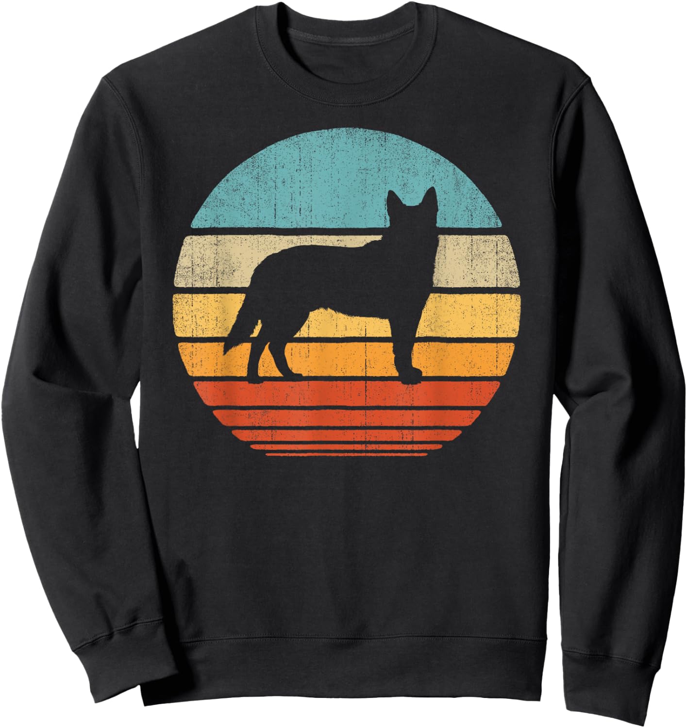 Blue Heeler Australian Cattle Dog Retro Vintage 70s Sunset Sweatshirt - Sweatshirt | Black